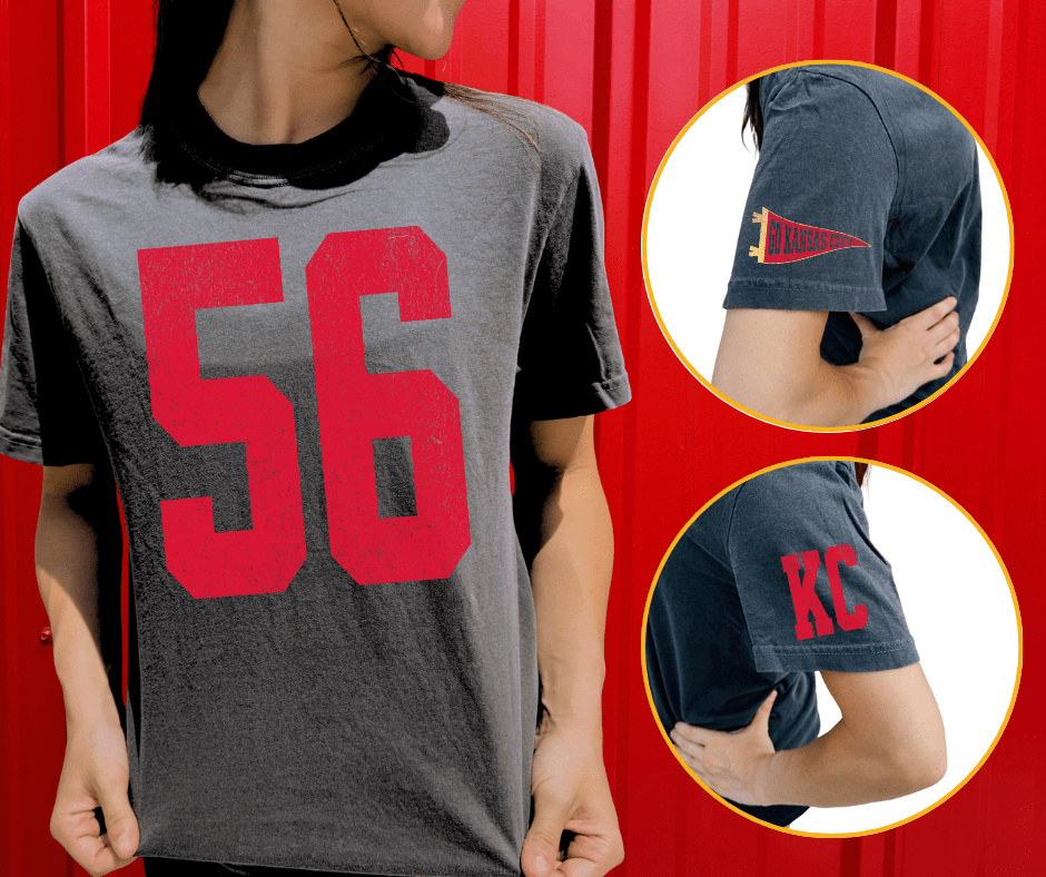 Oversized 56 - KC Pennant Sleeves (Pick Your Tee Color) - Graphic Tee - The Red Rival