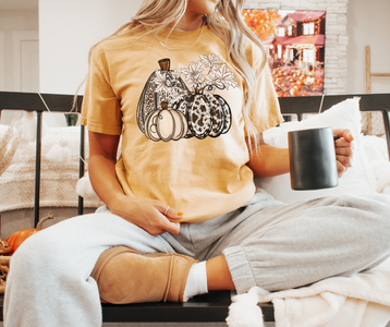 Leopard Pumpkins Mustard Tee - The Red Rival