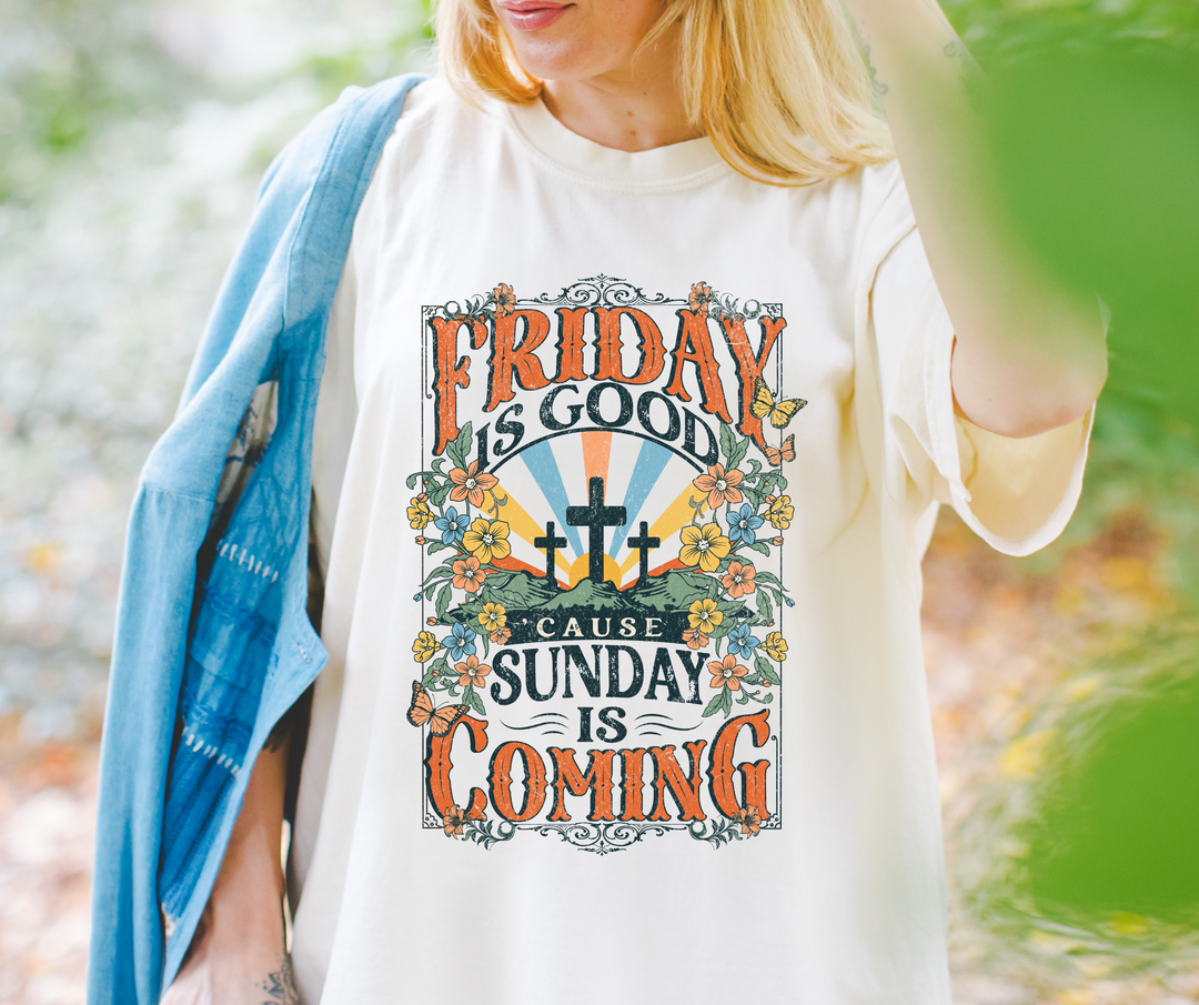 Friday is Good 'Cause Sunday is Coming Ivory Graphic Tee - The Red Rival