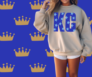 Blue KC Light Blue Stars Tan Graphic Sweatshirt - The Red Rival