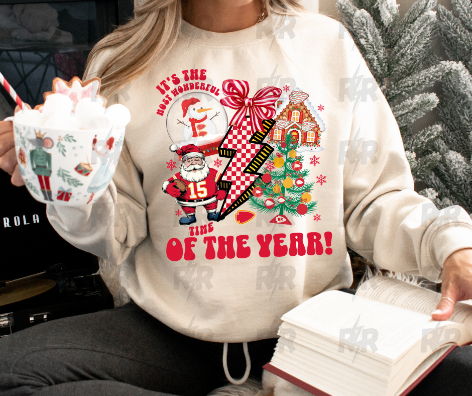 It's The Most Wonderful Time of The Year KC Collage Tan/Cream Sweatshirt - The Red Rival