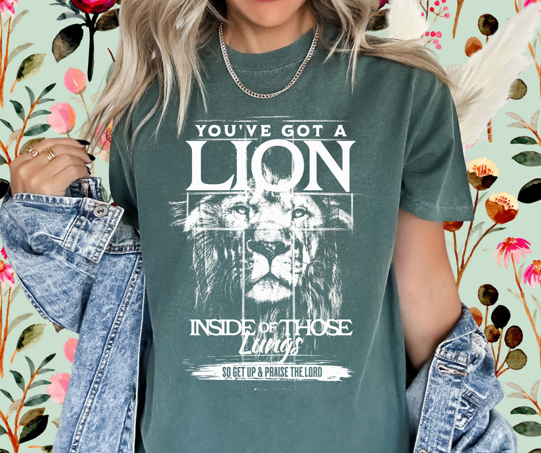 You've Got a Lion Dark Green Graphic Tee - The Red Rival