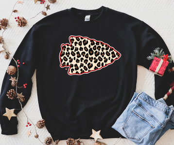 Leopard Arrowhead Black Sweatshirt - The Red Rival