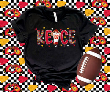 Kelce Heart Hands Doodle Letters Black Graphic Tshirt - The Red Rival