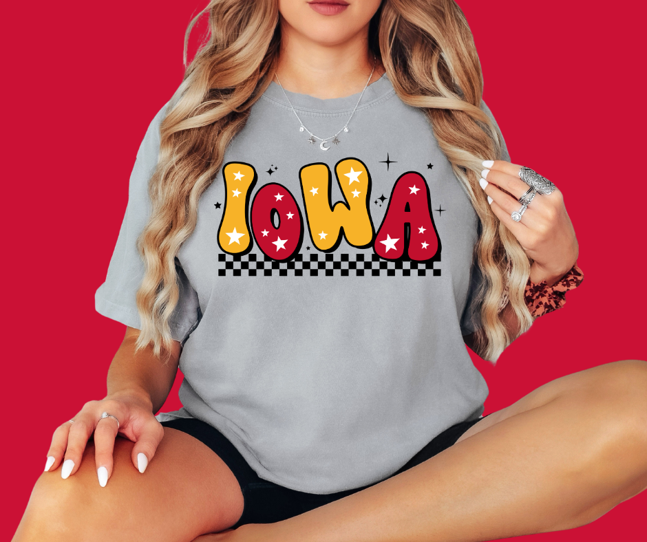 Retro Maroon & Gold Star Comfort Colors Grey Tee - The Red Rival