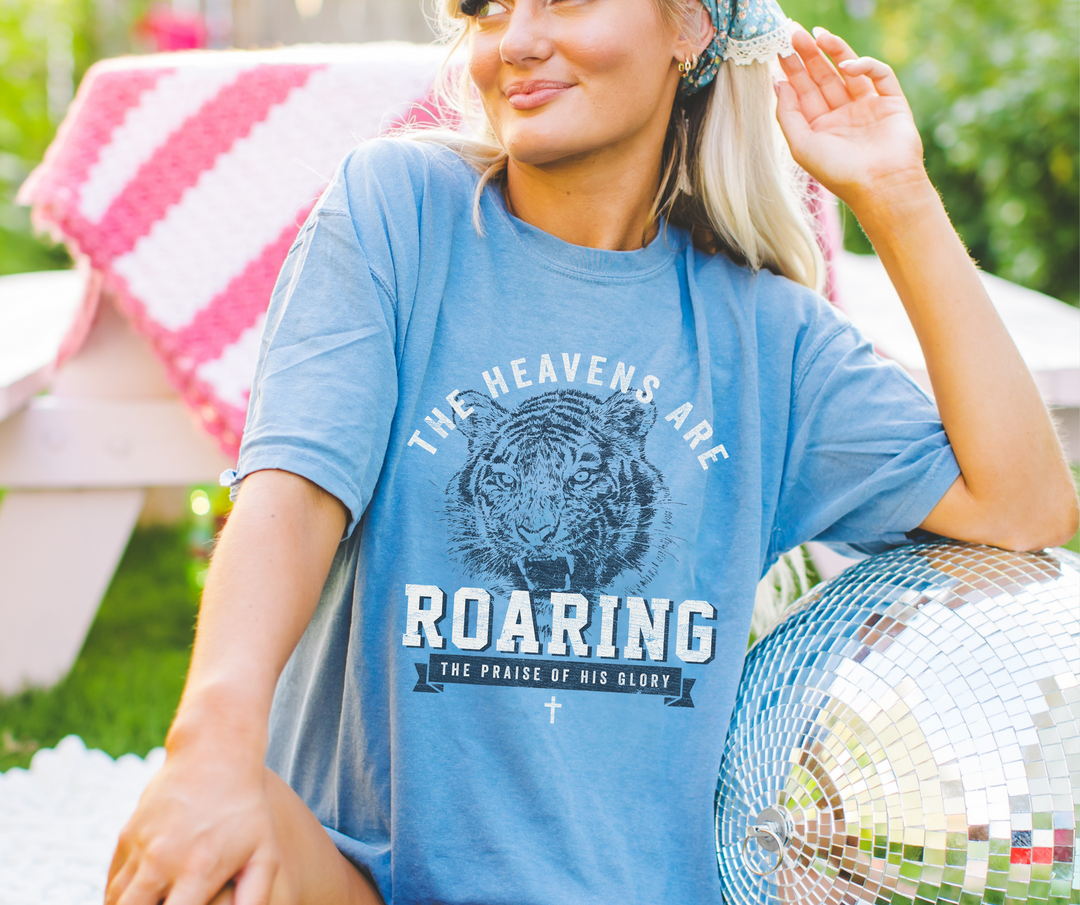 The Heavens Are Roaring Blue Jean Graphic Tee - The Red Rival