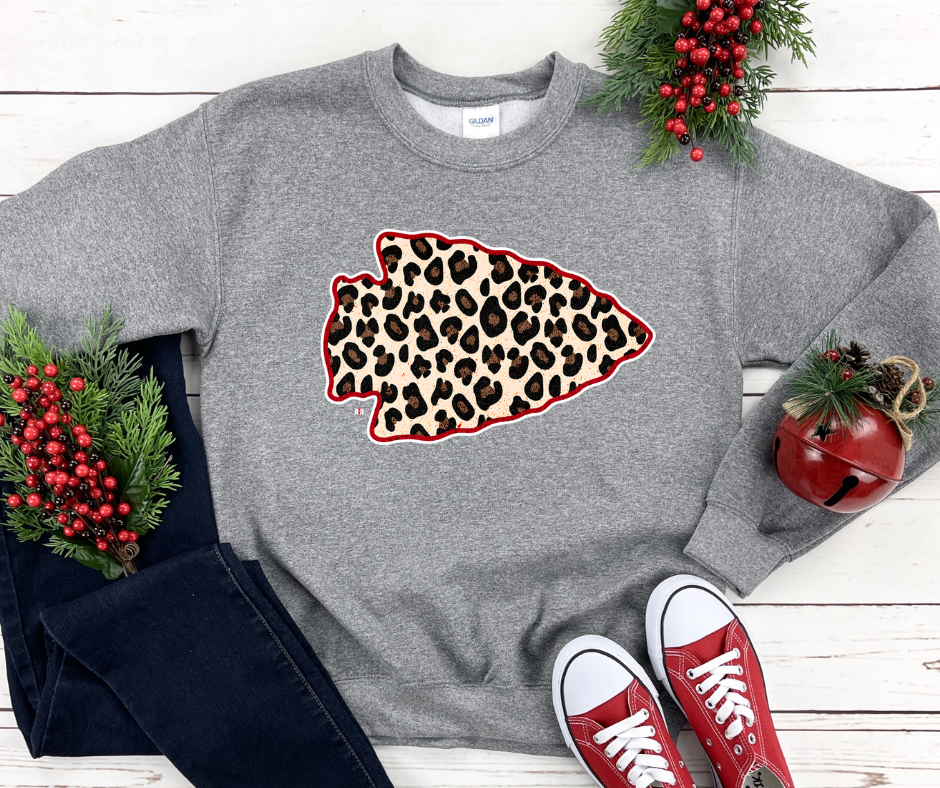 Leopard Arrowhead Grey Sweatshirt - The Red Rival