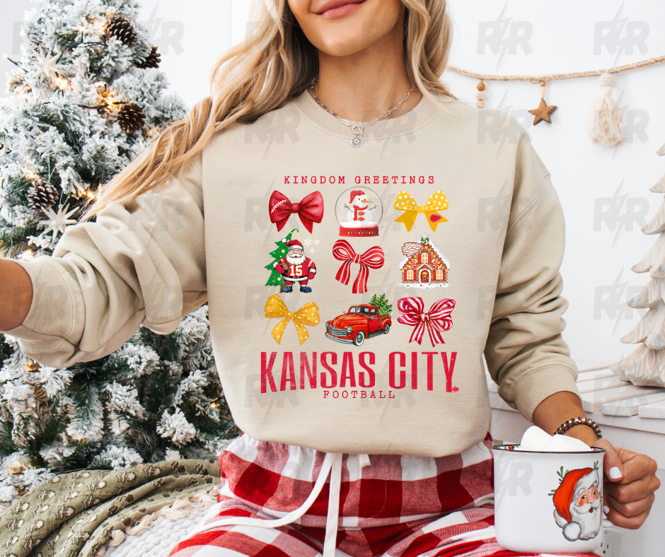 Kingdom Greetings Kansas City Football Tan/Cream Sweatshirt - The Red Rival