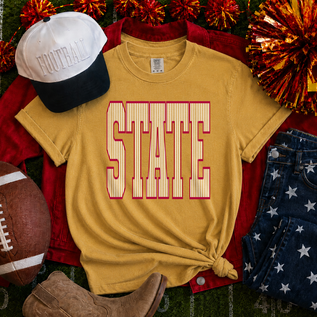 Red/White State Mustard Tee