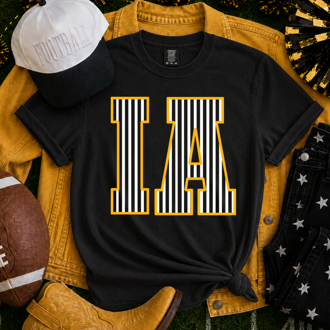 Stripped Gold/White I-A Black Tee