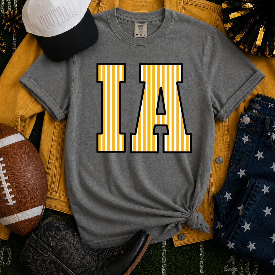 Stripped Black/Gold/White I-A Grey Tee