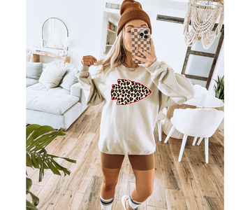 Leopard Arrowhead Tan Sweatshirt - The Red Rival