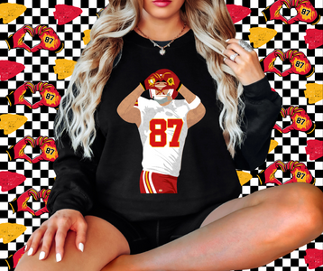 Kelce Heart Hands Cartoon Figure Black Graphic Sweatshirt - The Red Rival