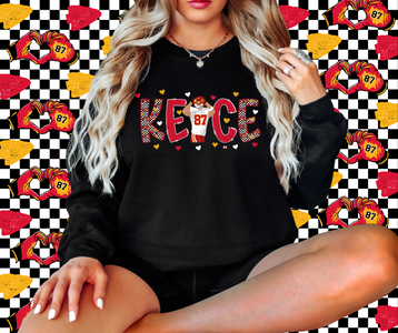 Kelce Heart Hands Doodle Letters Heather Black Graphic Sweatshirt - The Red Rival