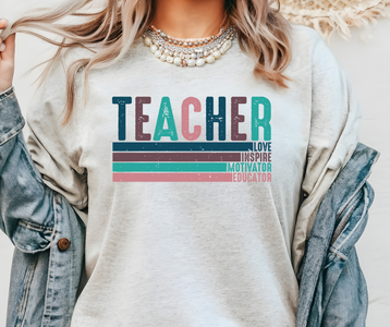 Teacher - Love, Inspire, Motivator, Educator Ash Tee - The Red Rival