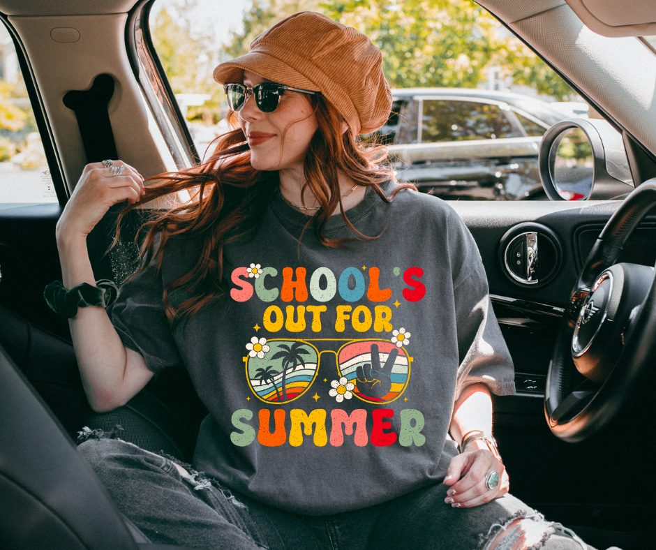 Retro School's Out for Summer Sunglasses Pepper Tee - The Red Rival