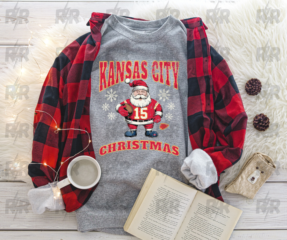Kansas City Christmas Santa Grey Sweatshirt - The Red Rival