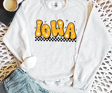 Retro Black & Gold Star Iowa Ash Sweatshirt - The Red Rival