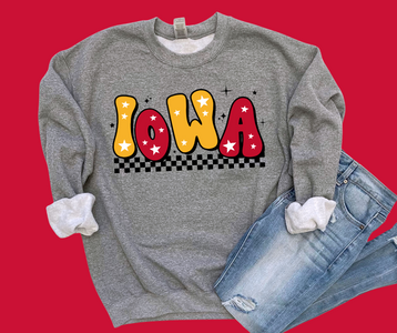 Retro Maroon & Gold Star Iowa Grey Sweatshirt - The Red Rival