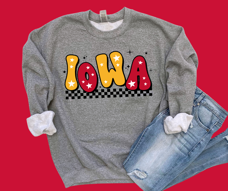 Retro Maroon & Gold Star Iowa Grey Sweatshirt - The Red Rival