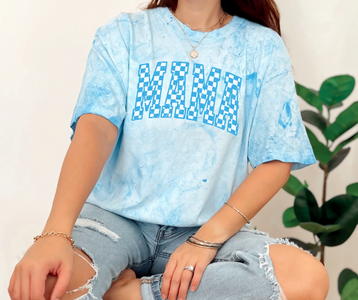 Blue Checkered Mama Blue Tie Dye Tee - The Red Rival