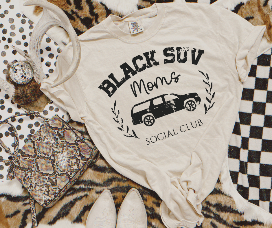 Black SUV Moms Social Club Ivory Tee - The Red Rival