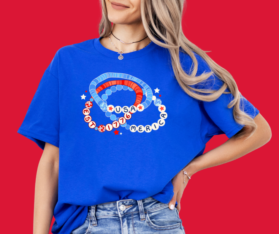 Patriotic Friendship Bracelets Blue Tee - The Red Rival