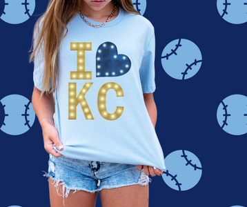 I Heart KC Marquee Letters Light Blue Graphic Tee - The Red Rival