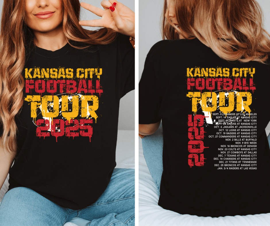 2025 Kansas City Tour Black Graphic Tee (Front & Back) - Tees - The Red Rival