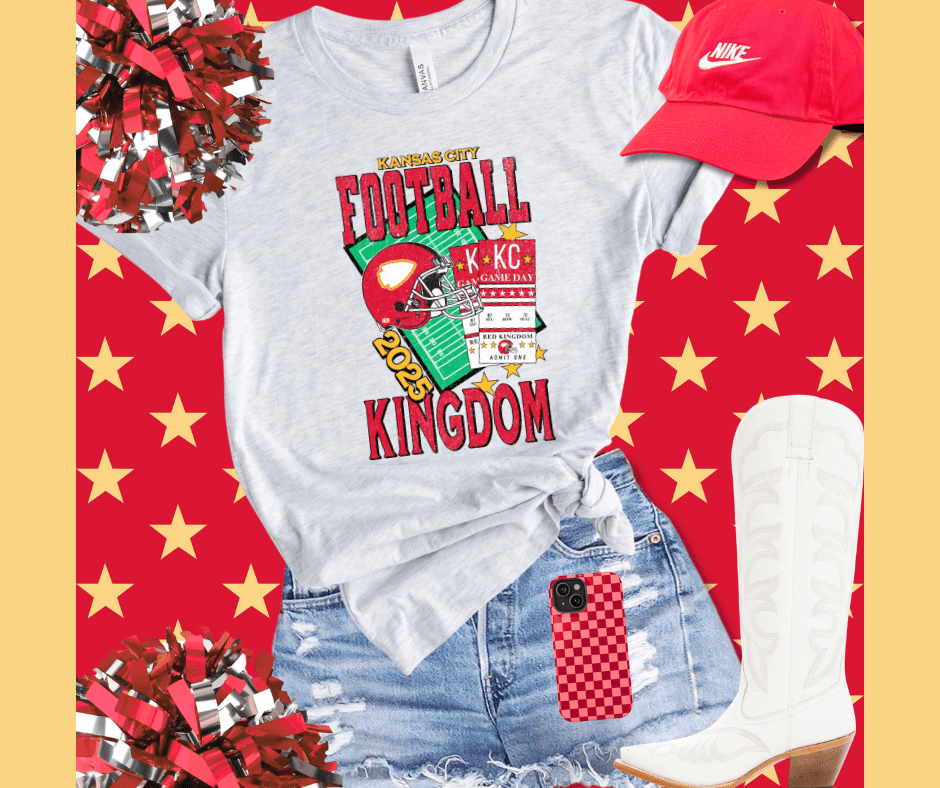 2025 Retro Kansas City Football Kingdom Tickets Ash Sweatshirt or Tee - Wholesale - The Red Rival