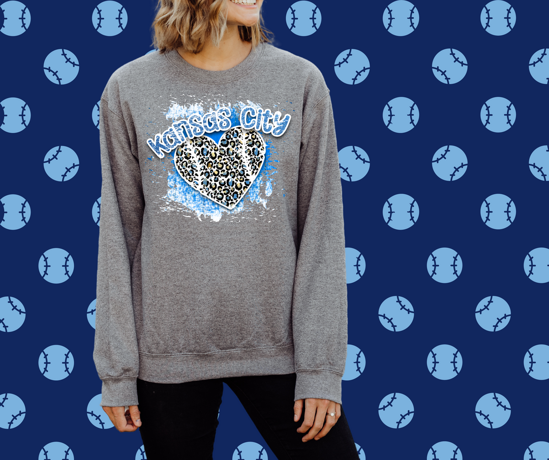 Kansas City Splatter Heart Grey Graphic Sweatshirt - The Red Rival