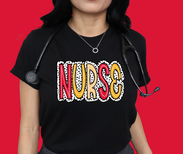 KC Colors Nurse Dot Black Tee - The Red Rival
