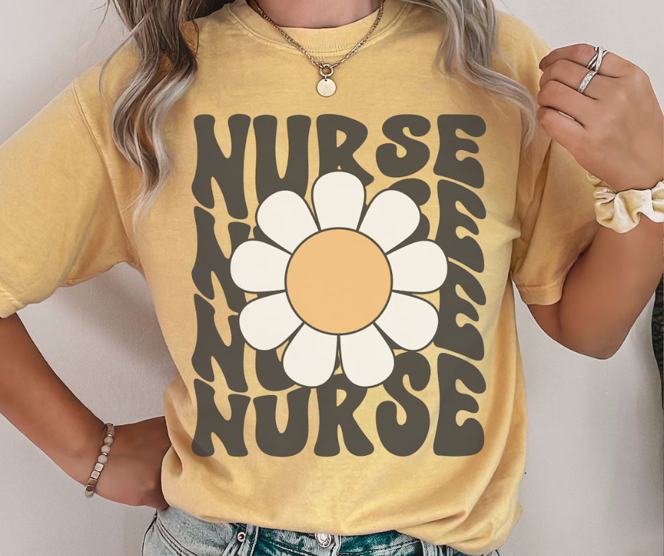 Nurse Repeat Daisy Mustard Tee - The Red Rival