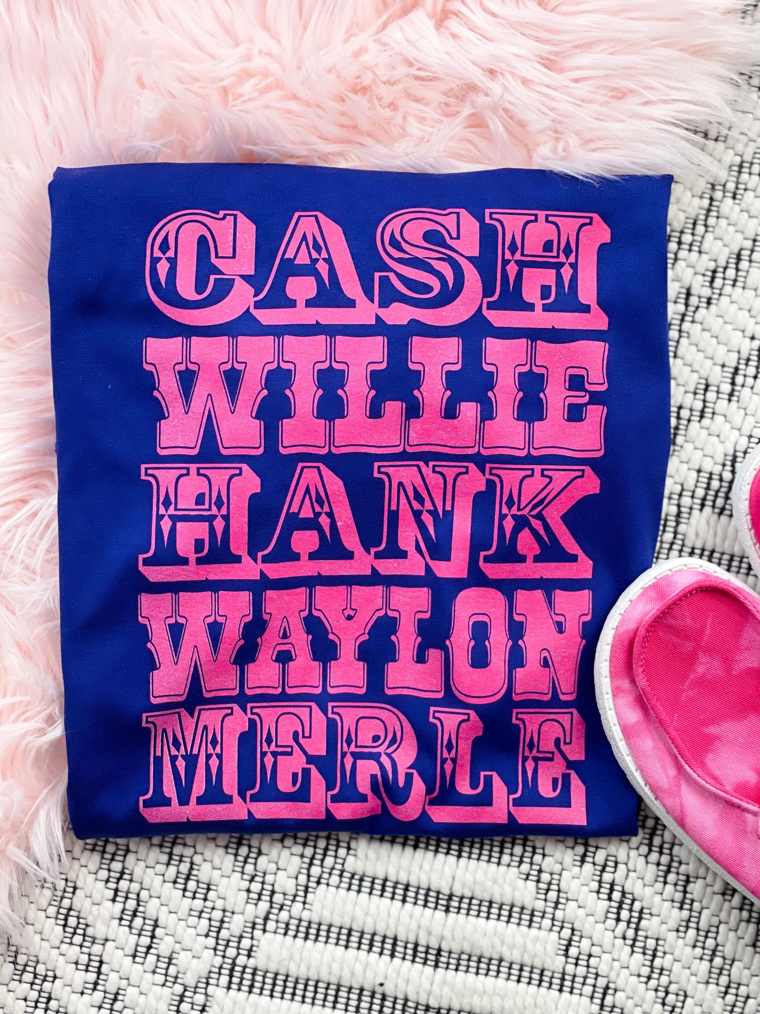 Cash Willie Hank Waylon Merle Blue Tee - The Red Rival