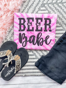 Beer Babe Pink Tie Dye Tee - The Red Rival
