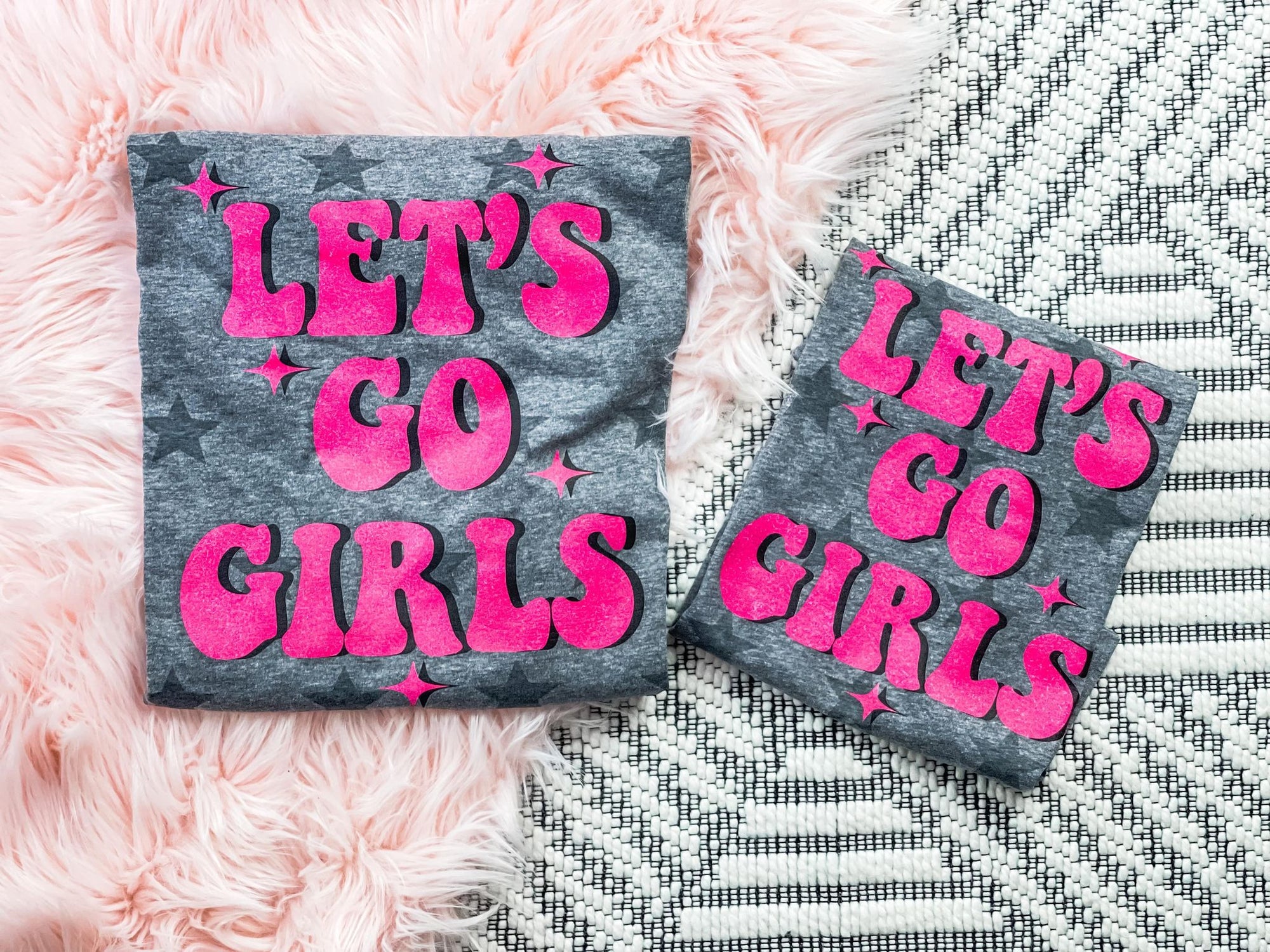Pink Let's Go Girls Grey Star Tee - The Red Rival