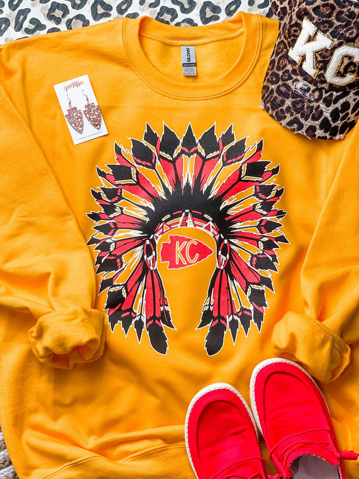 KC Headdress Gold Sweatshirt - The Red Rival