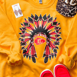 KC Headdress Gold Sweatshirt - The Red Rival