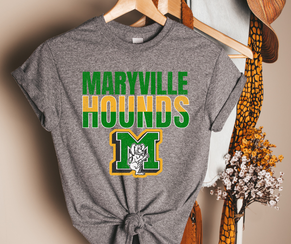 Maryville Hounds Green/Yellow Grey Tee - The Red Rival