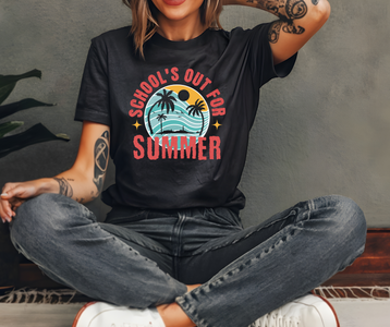 School's Out for Summer Black Tee - The Red Rival