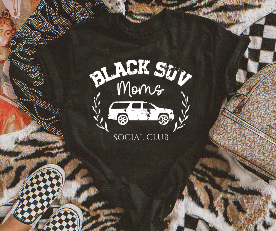 Black SUV Moms Social Club Black Tee - The Red Rival