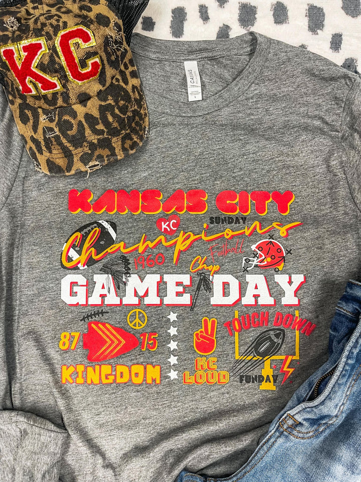 Kansas City Words &amp; Icons Grey Graphic Tee - The Red Rival