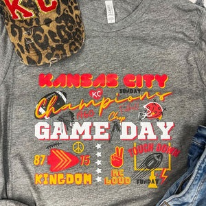 Kansas City Words & Icons Grey Graphic Tee - The Red Rival