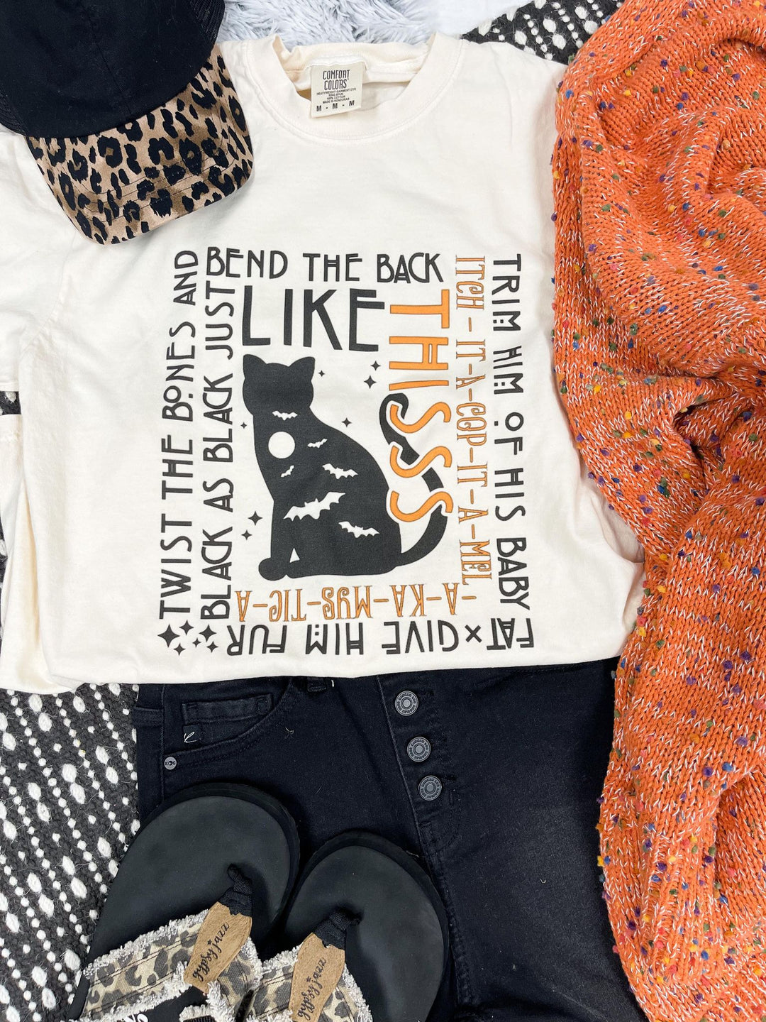 Black Cat Spell Ivory Graphic Tee - The Red Rival