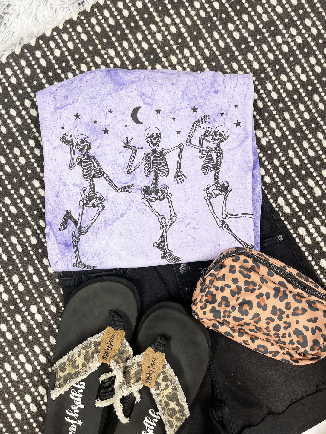 Dancing Skeletons Purple Tie Dye Graphic Tee - The Red Rival