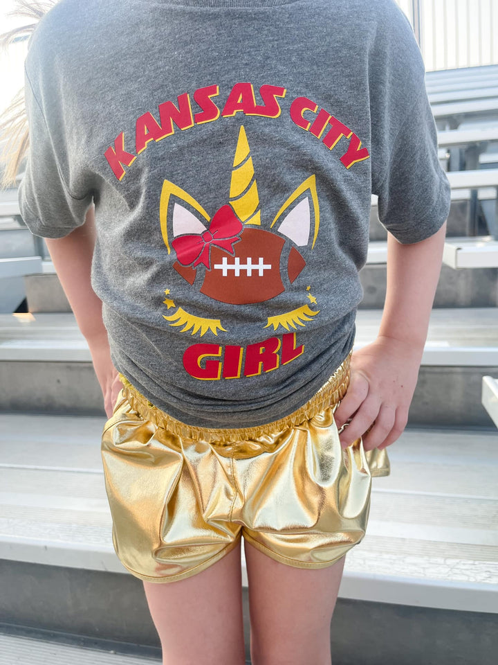 Kansas City Girl Unicorn Grey Graphic Tee - The Red Rival