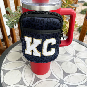 Black Leopard Tumbler Fanny Pack White KC Chenille Patches - The Red Rival