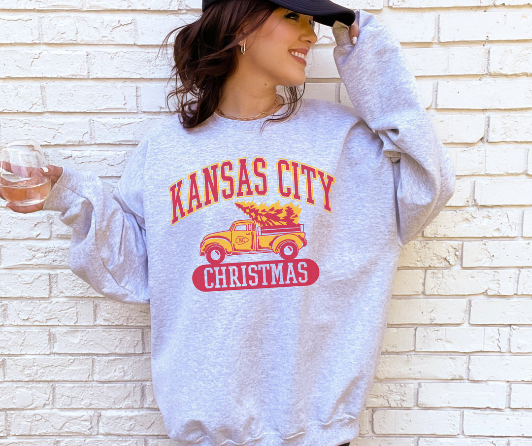 Kansas City Christmas Truck Ash Sweatshirt - The Red Rival