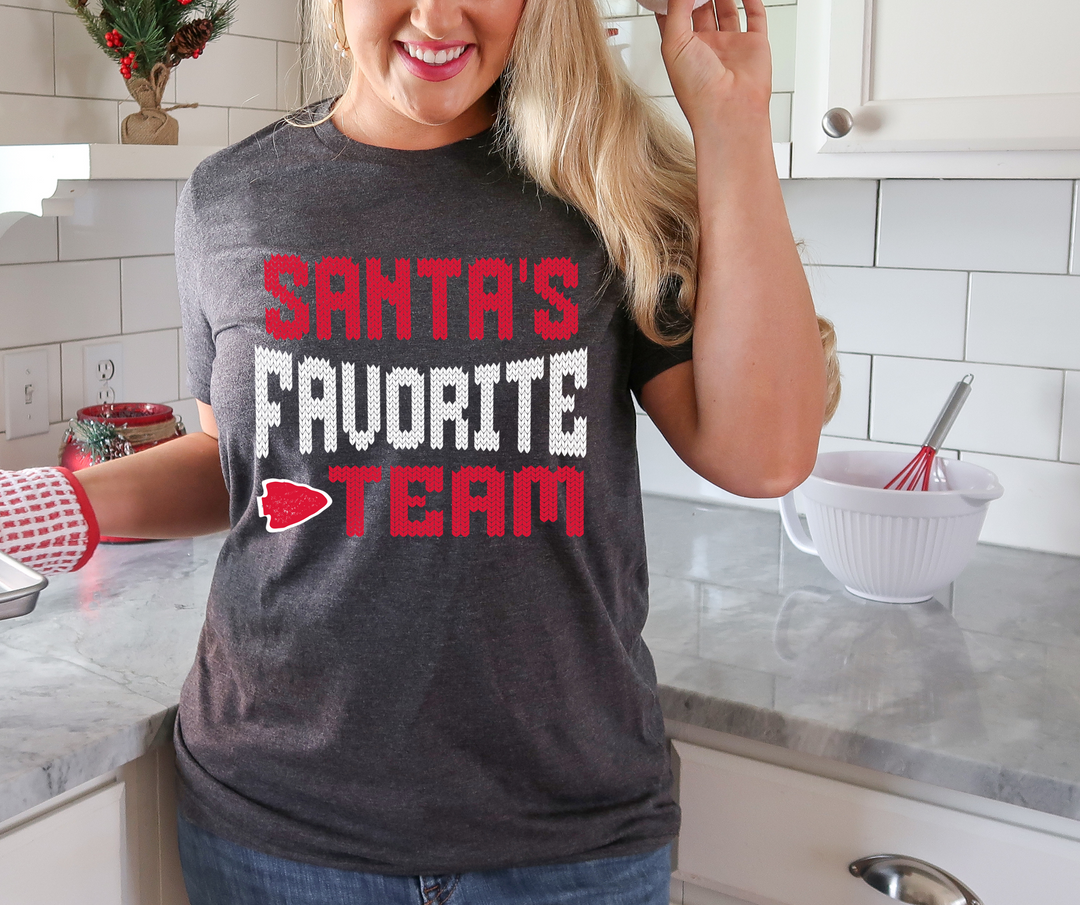 Santa's Favorite Team Dark Heather Grey Tee - The Red Rival