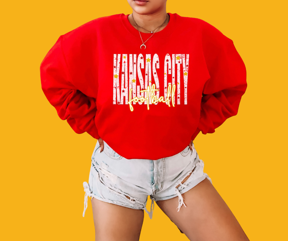 White Distressed Kansas City Stars Football Red Sweatshirt - The Red Rival